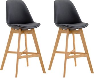 Clp Clp - Set De 2 Taburetes Cannes En Simil Cuero Negro Natural