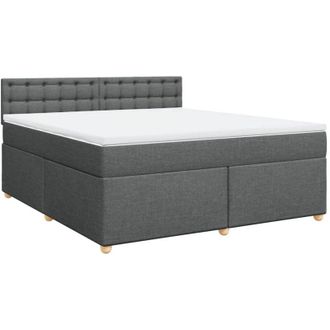vidaXL Vidaxl - Cama Box Spring Con Colch&oacute;n Tela Gris Oscuro 180x200 Cm