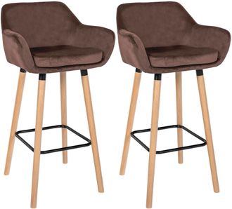 Clp Clp - Lote De 2 Taburetes De Bar De Terciopelo Grant Caf&eacute;