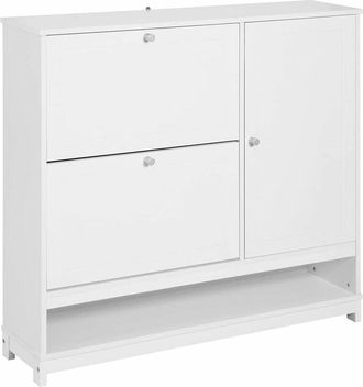 SoBuy Sobuy - Hallway Shoe Cabinet Shoe Storage Cupboard Organizer Unit with 2 Flip-drawers,FSR114-W
