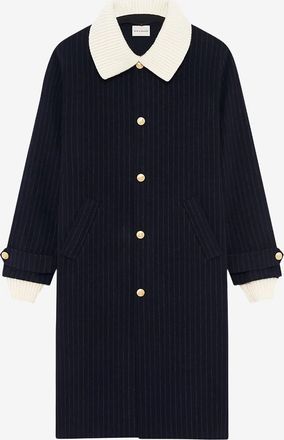 Dr&ocirc;le de Monsieur Langer Flanellmantel mit Hemdkragen Pinstripes