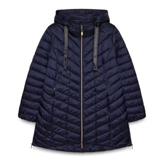Fiorella Rubino Jassen, Dames, Blauw, 3Xl, Polyester, Lange Lichtgewicht Donsjas