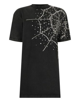 Philipp Plein T-Shirt Dress Spiderweb Strass