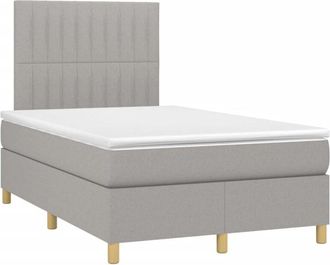 vidaXL Vidaxl - Cama Box Spring Con Colch&oacute;n Tela Y Led Gris Claro 120x200 Cm