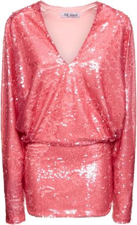 The Attico Kleedjes, Dames, Roze, M, Pailletten, Mini-jurk met pailletten