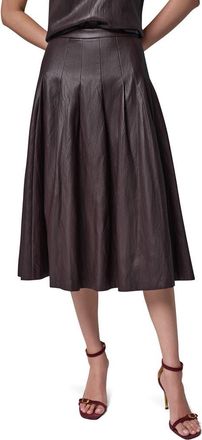 DKNY Pleated Faux Leather Midi Skirt in Espresso at Nordstrom, Size 14