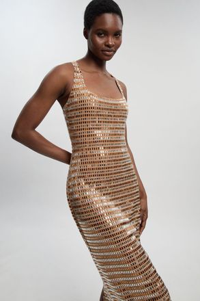 Karen Millen Womens Premium Crystal Embellished Midi Dress - Multicolour - Size X-Small