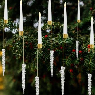 OEM Bougie De Noel - Led Scintillante Sans Flamme - Crochet Acrylique Gla&ccedil;on - T&eacute;l&eacute;commande Incluse - Lot De 12