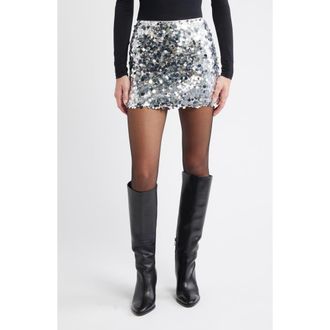 BP. Sequin Miniskirt in Silver at Nordstrom Rack, Size Large