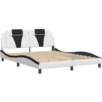 vidaXL Vidaxl - Estructura Cama Cabecero Cuero Sint&eacute;tico Blanco Negro 160x200cm