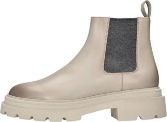 Santoni Schoenen, Dames, Beige, 37 EU, Leer, Gladde Leren Chelsea Laarzen