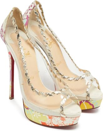 Christian Louboutin Pumps Fictoire con plateau e dettaglio color oro 145mm - Rosso
