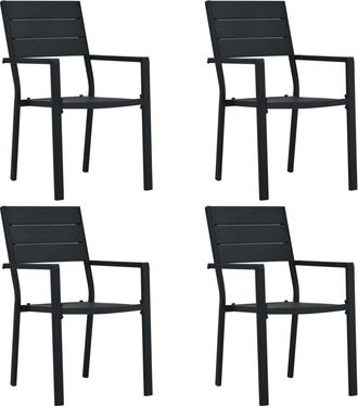 vidaXL Sillas De Jard&iacute;n 4 Unidades Hdpe Aspecto De Madera Negro Vidaxl