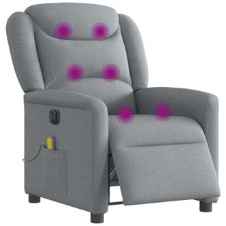 vidaXL Sill&oacute;n Reclinable De Masaje El&eacute;ctrico Tela Gris Claro Vidaxl