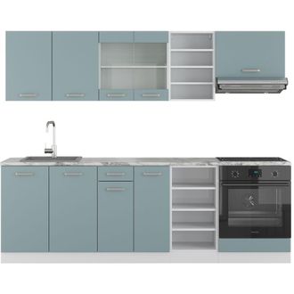 Vicco Mueble De Cocina R-line, Gris Azulado, 240 Cm, Et M&aacute;rmol