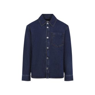 Ami Indigo Blue Cotton De Coeur Overshirt-Uomo