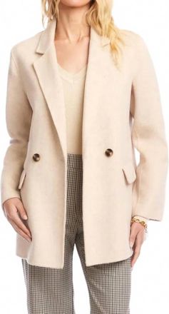 Karen Kane Brushed Double-Breasted Coat In Oatmeal
