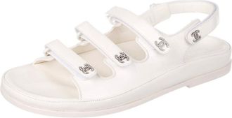 Chanel Cream Leather Dad Sandals Size 37