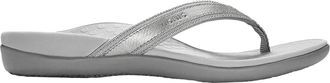 Vionic Womens Tide Orthotic Flip-Flops In Pewter Metallic Leather