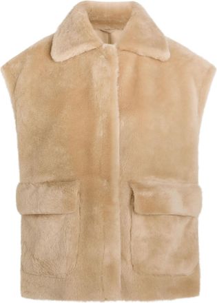 Arma Edha Shearling Sleeveless Jacket - Off White - 40 (UK12 / M)