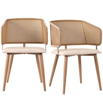 Urban Meuble Conjunto de 2 sillones de exterior en rat&aacute;n sint&eacute;tico y madera clara