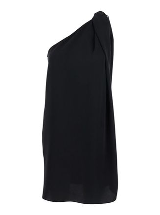 Parosh Black One-shoulder Dress With Neckline In Tech Fabric Woman