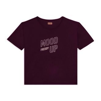 Freddy T-shirt cropped con maniche ampie e stampa Mood Up