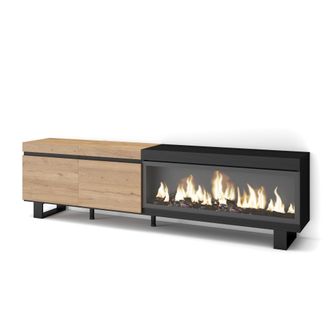 Skraut Home Skraut Home - Mueble Tv, Televisi&oacute;n, Muebles De Sal&oacute;n, Almacenaje, 210, Para Tv Hasta 80, Chimenea El&eacute;ctrica Xxl, Dise&ntilde;o Industrial, Estilo Moderno, R