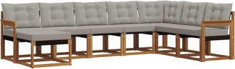 vidaXL Conjunto De Sof&aacute;s De Exterior 8 Uds. Gris Natural Y Claro Vidaxl