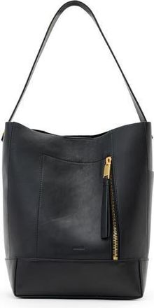 AllSaints Alba Leather Hobo Bag in Black Leather at Nordstrom Rack