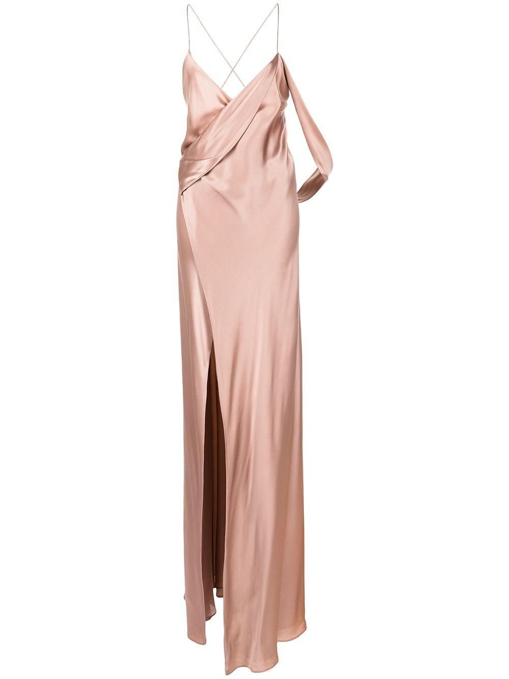 michelle mason pink dress Michelle Mason Bias Gown With Slit in Bubblegum