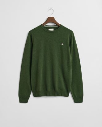 GANT Men Superfine Lambswool Crew Neck Sweater (XXL) MOSS GREEN