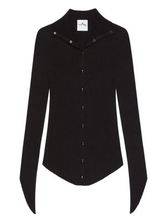 Courrèges ribbed cardigan - Black