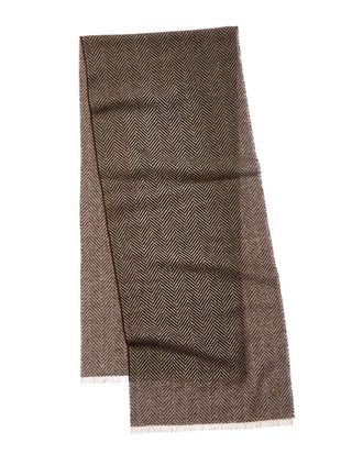 Bruno Magli Herringbone Cashmere Scarf, Brown