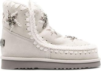 Mou star-embroidered moccasin ankle boots - women - Calf Suede/Rubber/Sheep Skin/Shearling - 37 - Grey