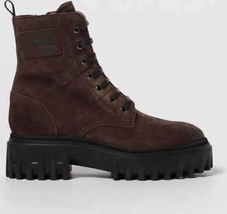 Hogan Anfibi stringati H700 in pelle di vitello scamosciata con suola dentellata