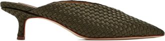 Naghedi Strada woven kitten-heel mules - women - Satin/Calf Leather/Calf Leather - 35 - Green