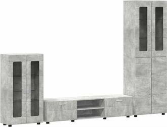 vidaXL Conjunto De Mueble De Tv Gris Concreto Madera De Ingenier&iacute;a Vidaxl