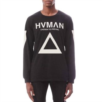HVMAN Long Sleeve Crew Neck Tee In Black