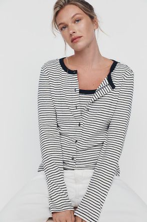 Wilt 100% Cotton Striped Cardigan Set Top
