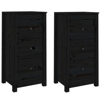 Berkfield Home Sideboards 2 pcs Black 40x35x80 cm Solid Wood Pine | Size: 40 x 35 x 80 cm
