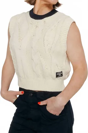 Thinking Mu Aria Knitted Vest In Ecru