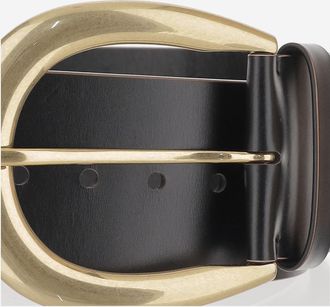 Chlo&eacute; Womens Leather And Brass Belt Black