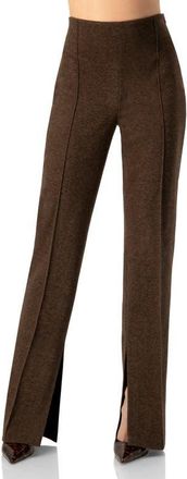 Ivonne Straight-Leg Trousers with Side Slits in Brown at Nordstrom, Size 14