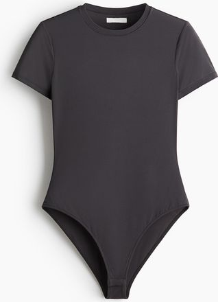 H&M Body aus Mikrofaser mit Kurzarm - Dunkelgrau