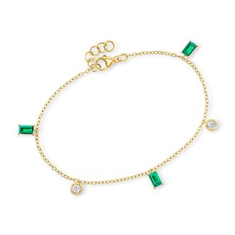 RS Pure by Ross-Simons Lab-Grown Emerald and. Lab-Grown Diamond Station Bracelet in 18kt Gold Vermeil