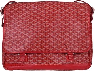 Goyard Grand Bleu Messenger Coated Canvas Red Canvas Handbag (Pre-Owned)