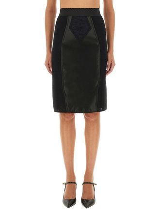 Dolce & Gabbana Satin And Powernet Midi Skirt
