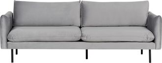 Beliani Sof&aacute; 3 Plazas Tapizado De Terciopelo Patas Negras Coj&iacute;n De Asiento Estilo Retro Moderno Gris Vinterbro