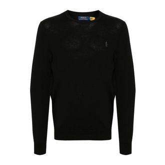 Polo Ralph Lauren Truien & Vesten, Heren, Zwart, L, Wol, Crewneck Logo Gebreide Trui